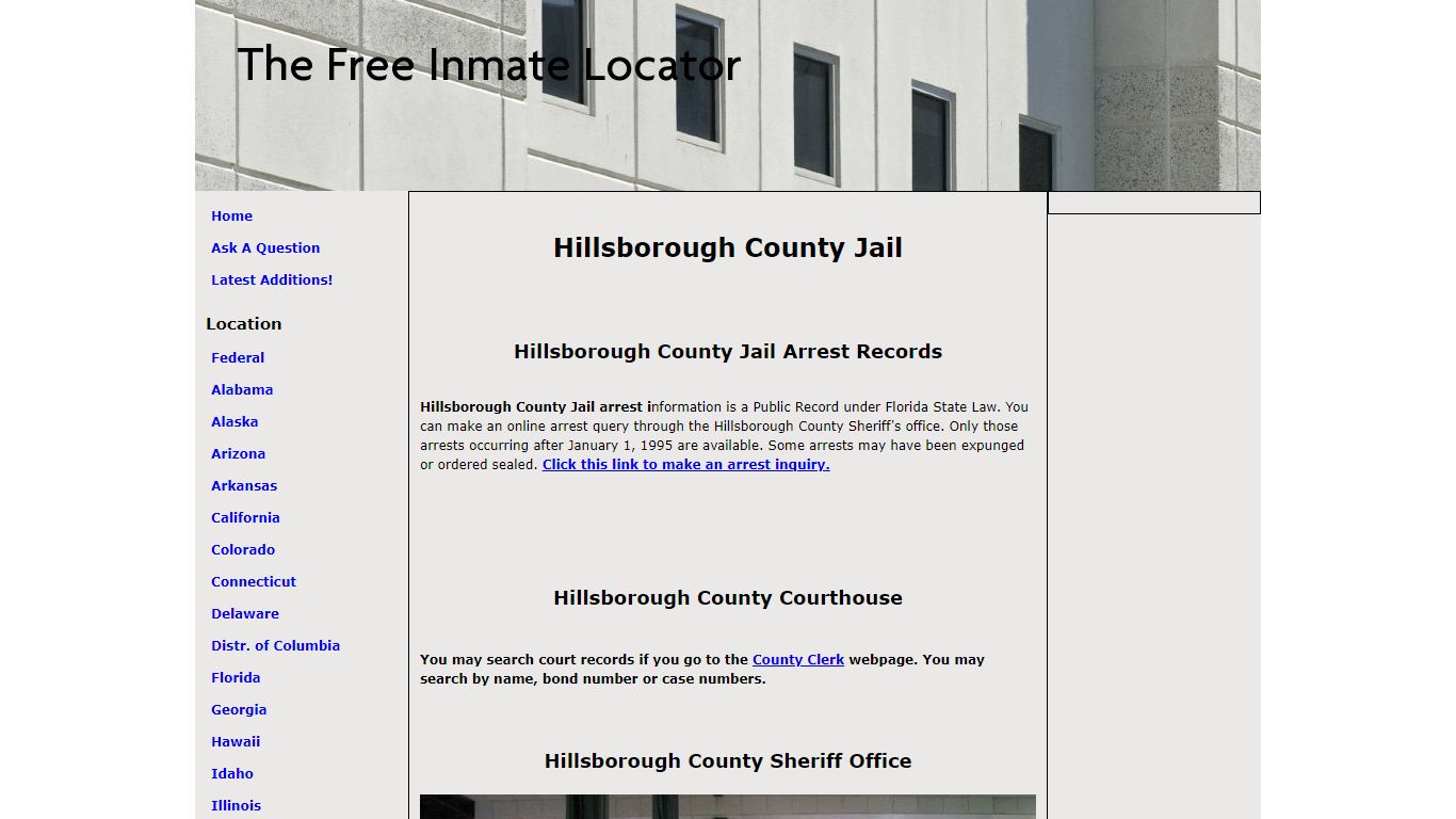Hillsborough County Jail - The Free Inmate Locator